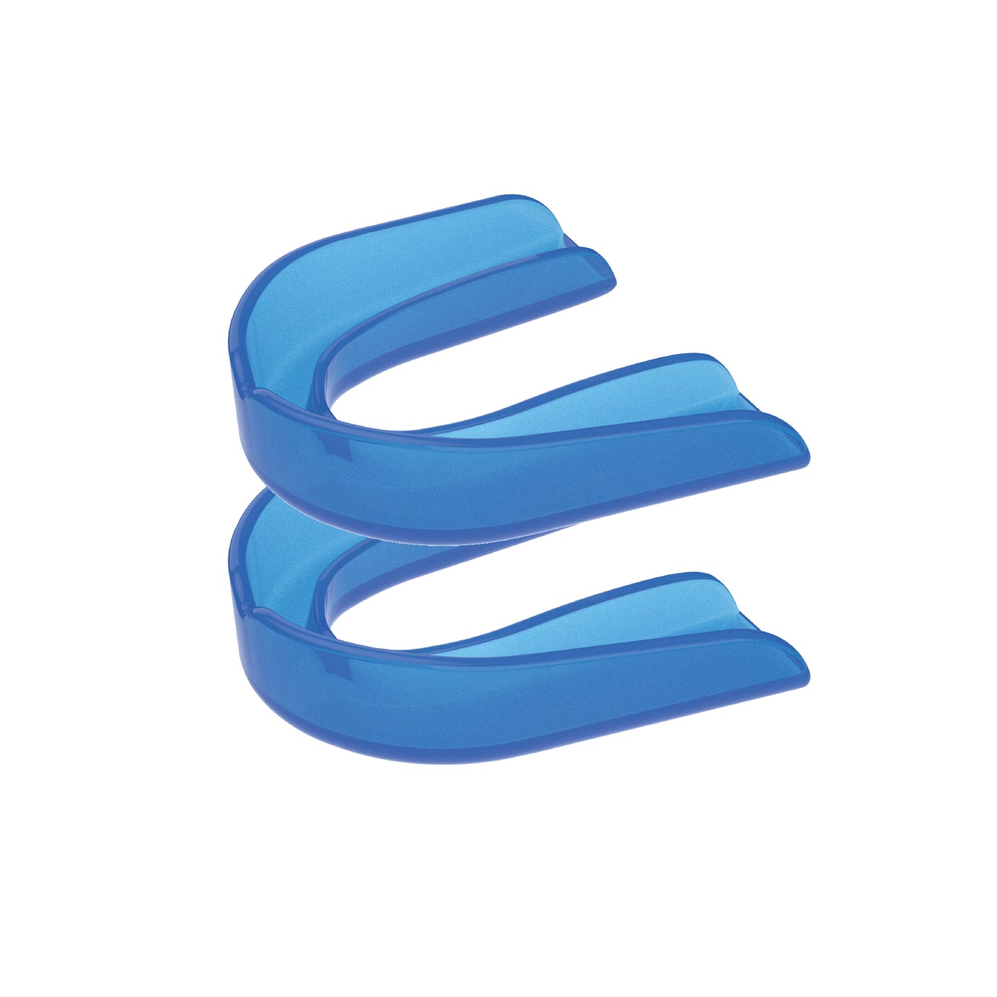 Two blue strapless mouth guards