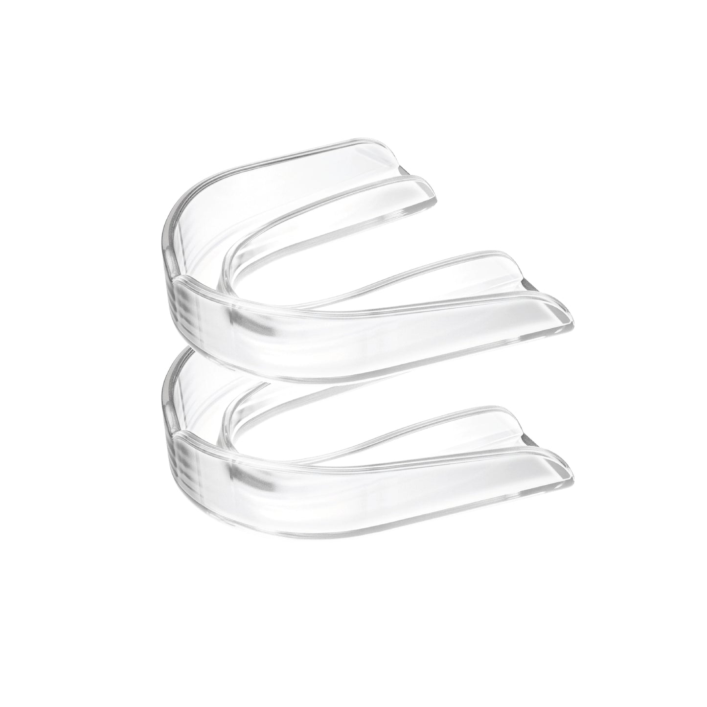 Two clear strapless mouth guards