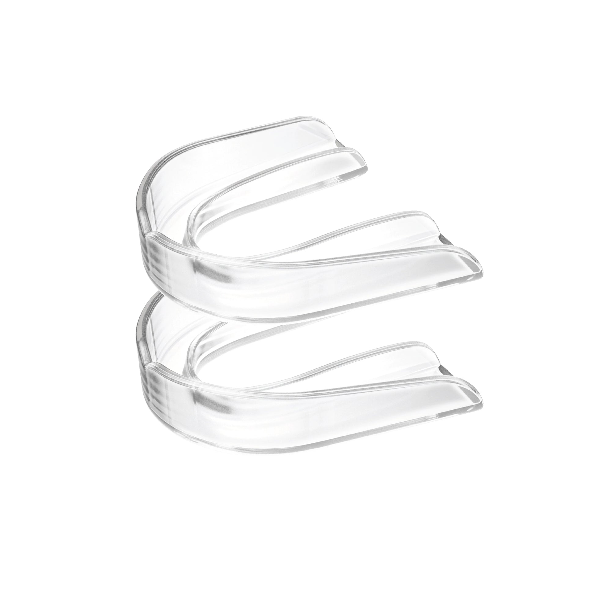 Two clear strapless mouth guards