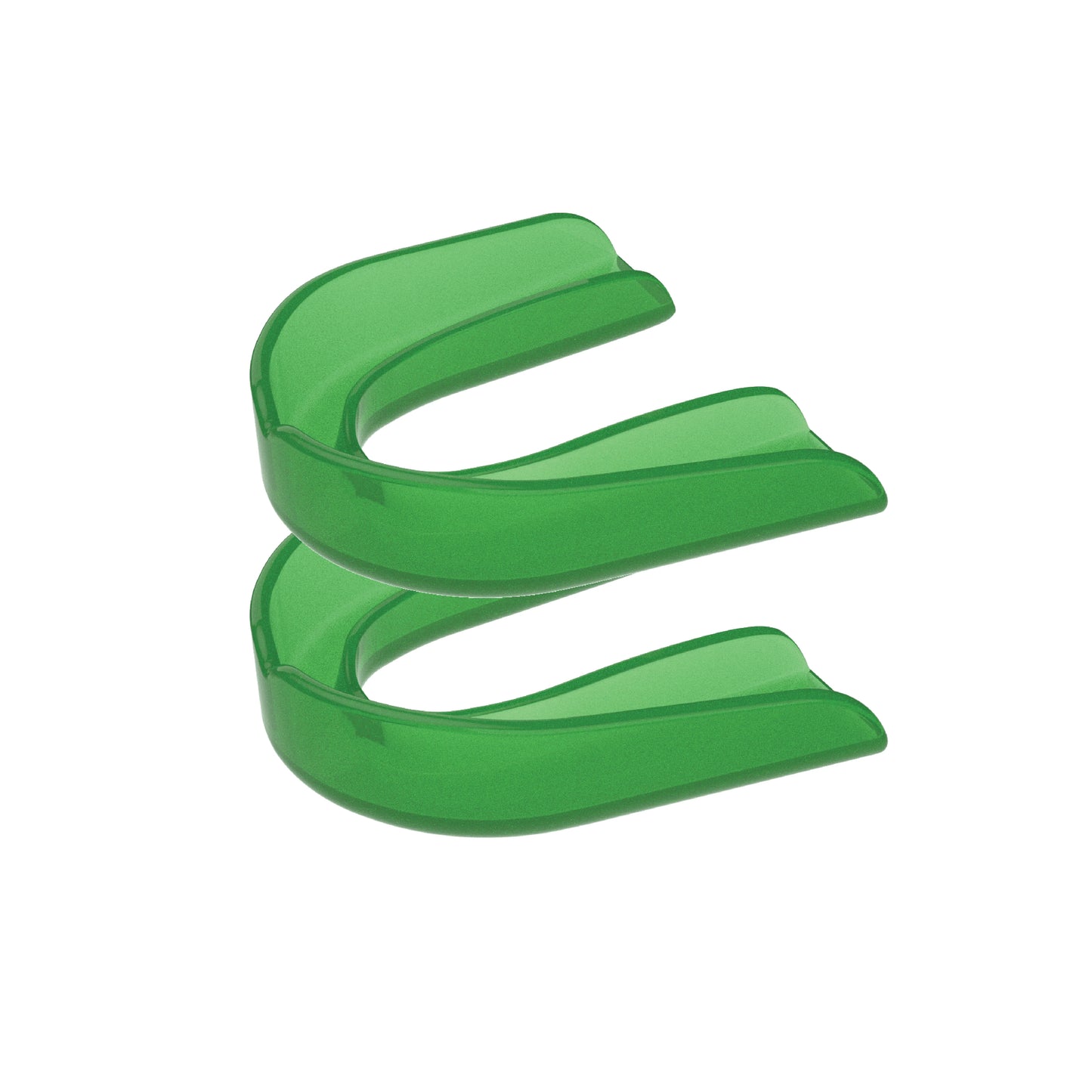 Two green strapless mouth guards