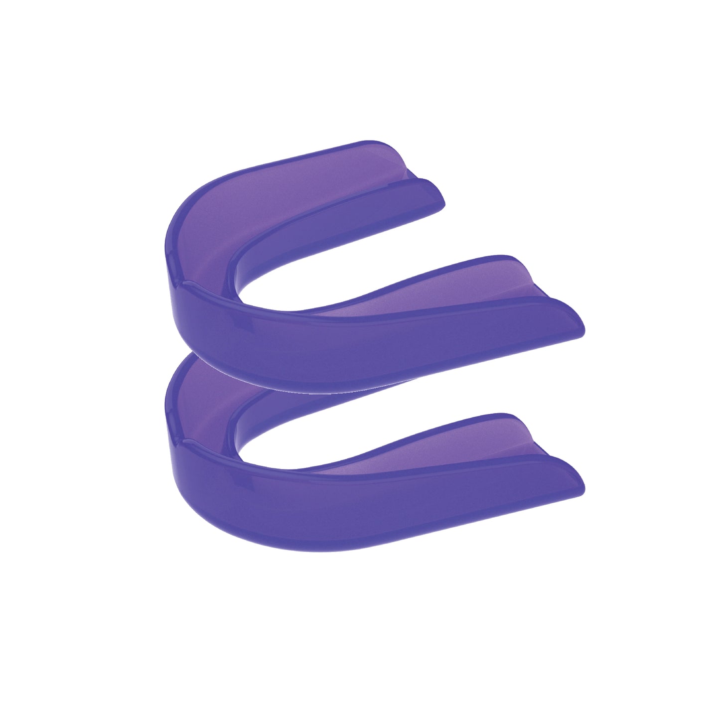 Two purple strapless mouth guards