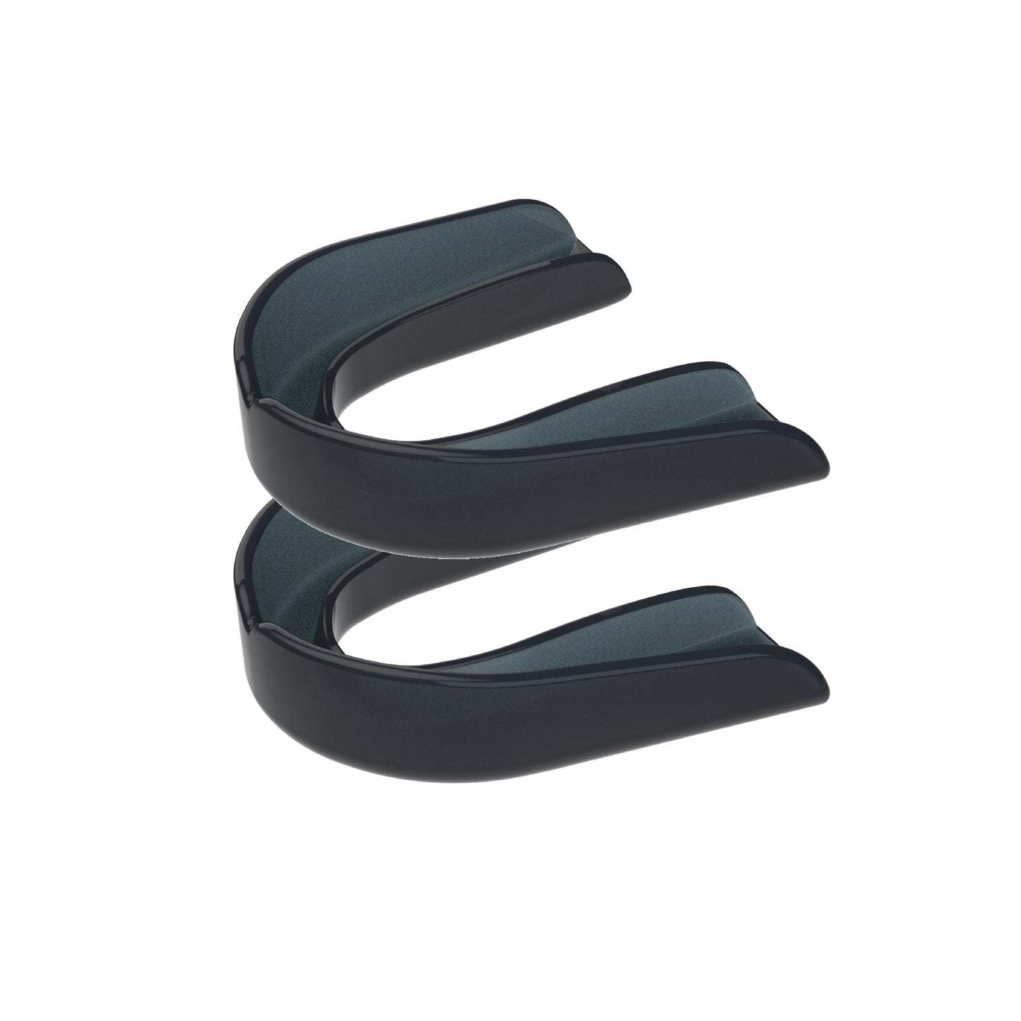 Two smoke strapless mouth guards