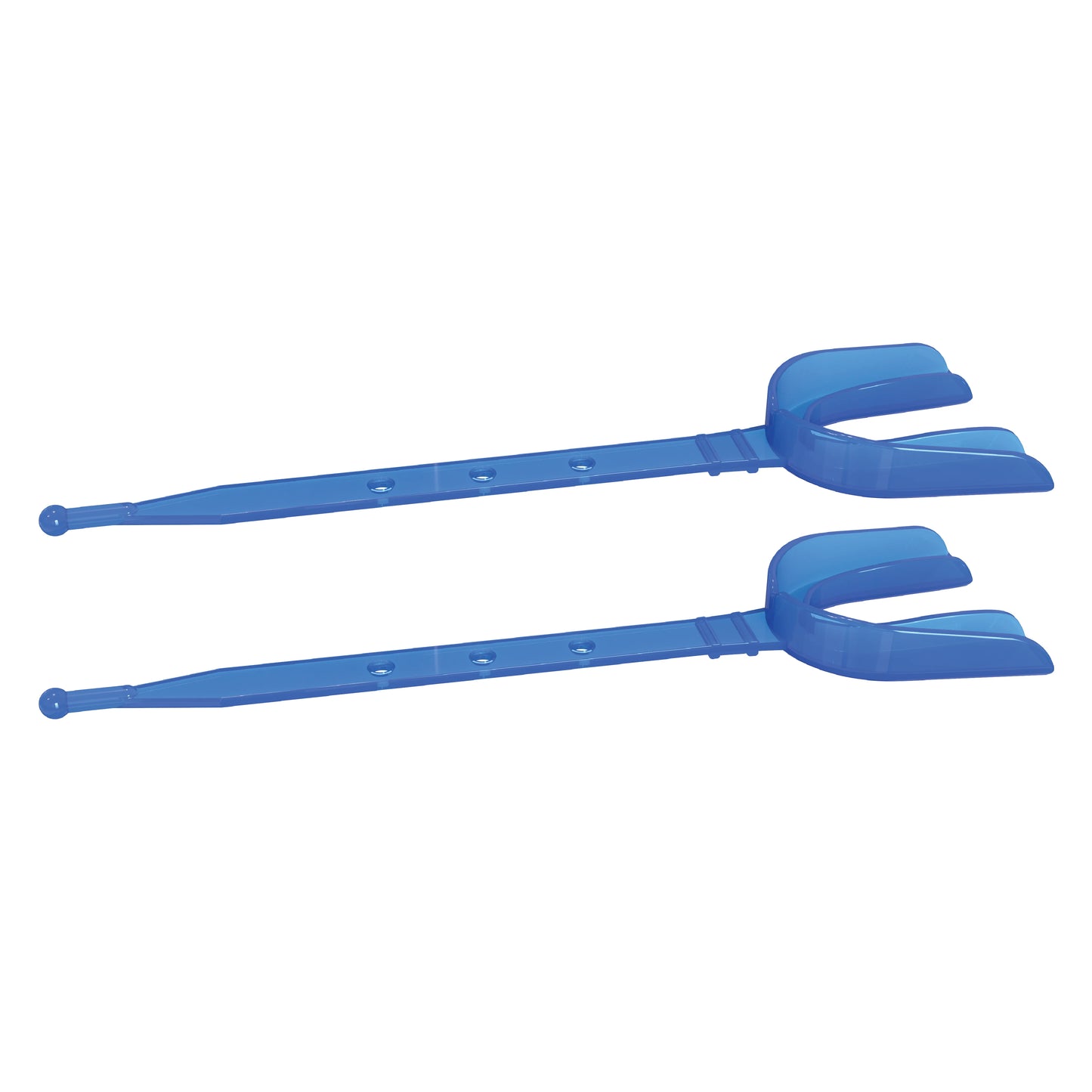 Two blue strapped mouth guards