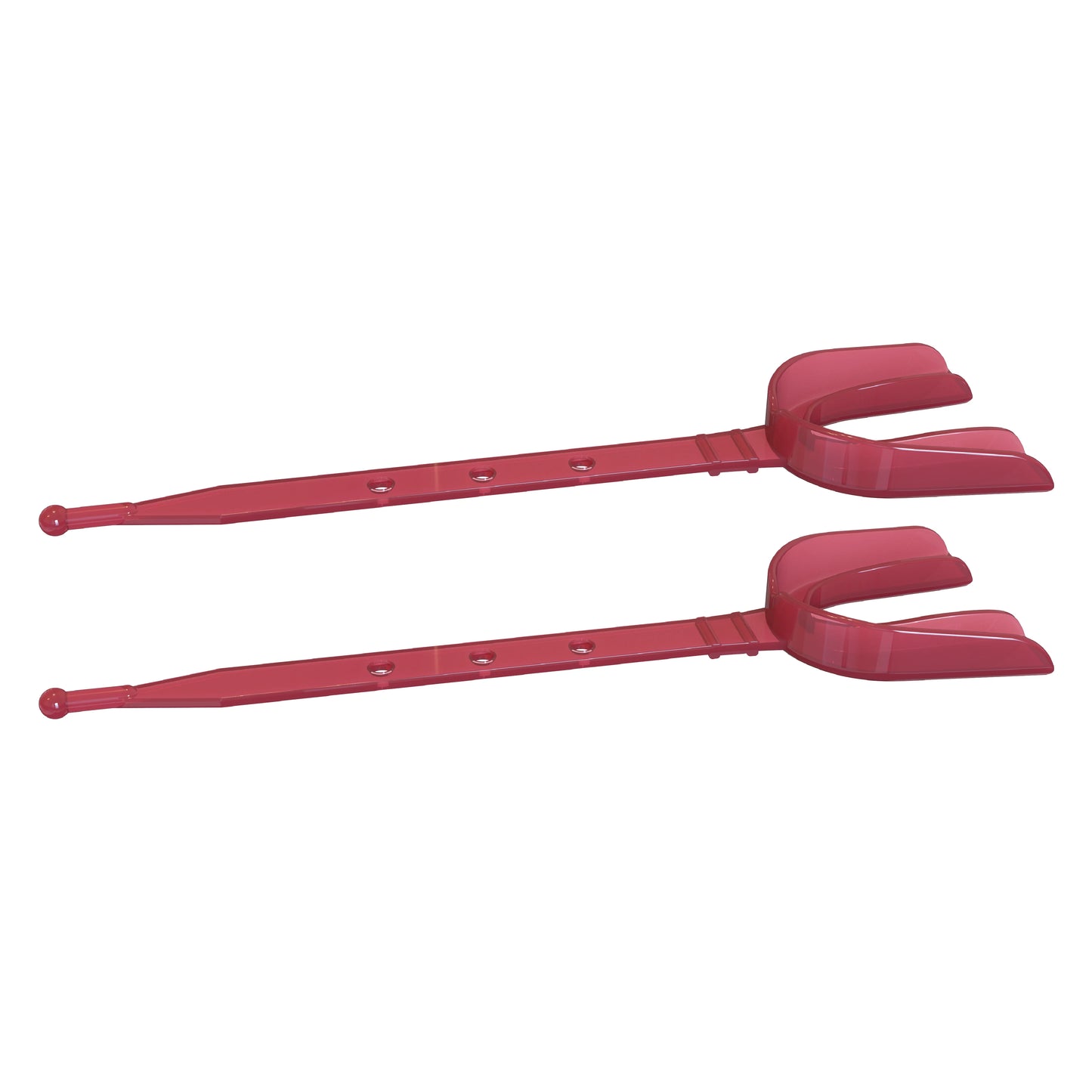 Two burgandy strapped mouth guards
