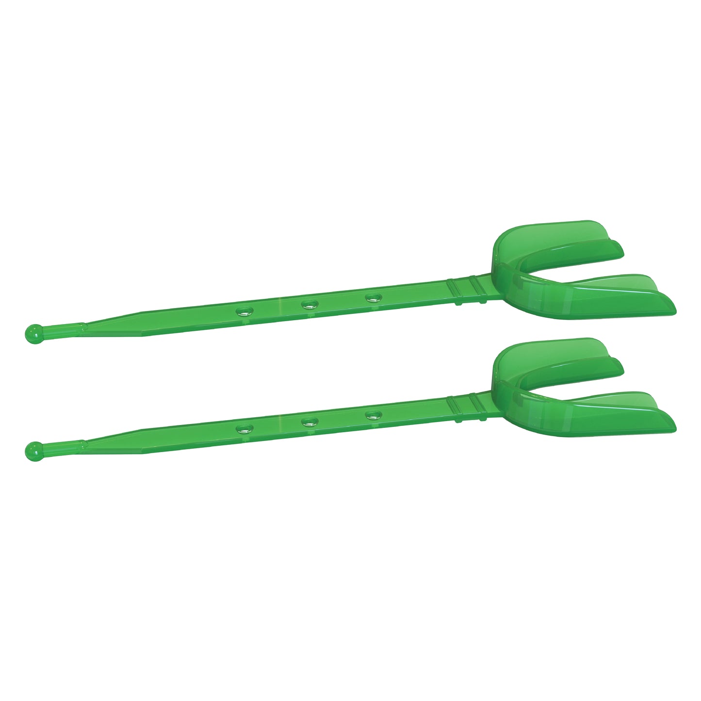 Two green strapped mouth guards