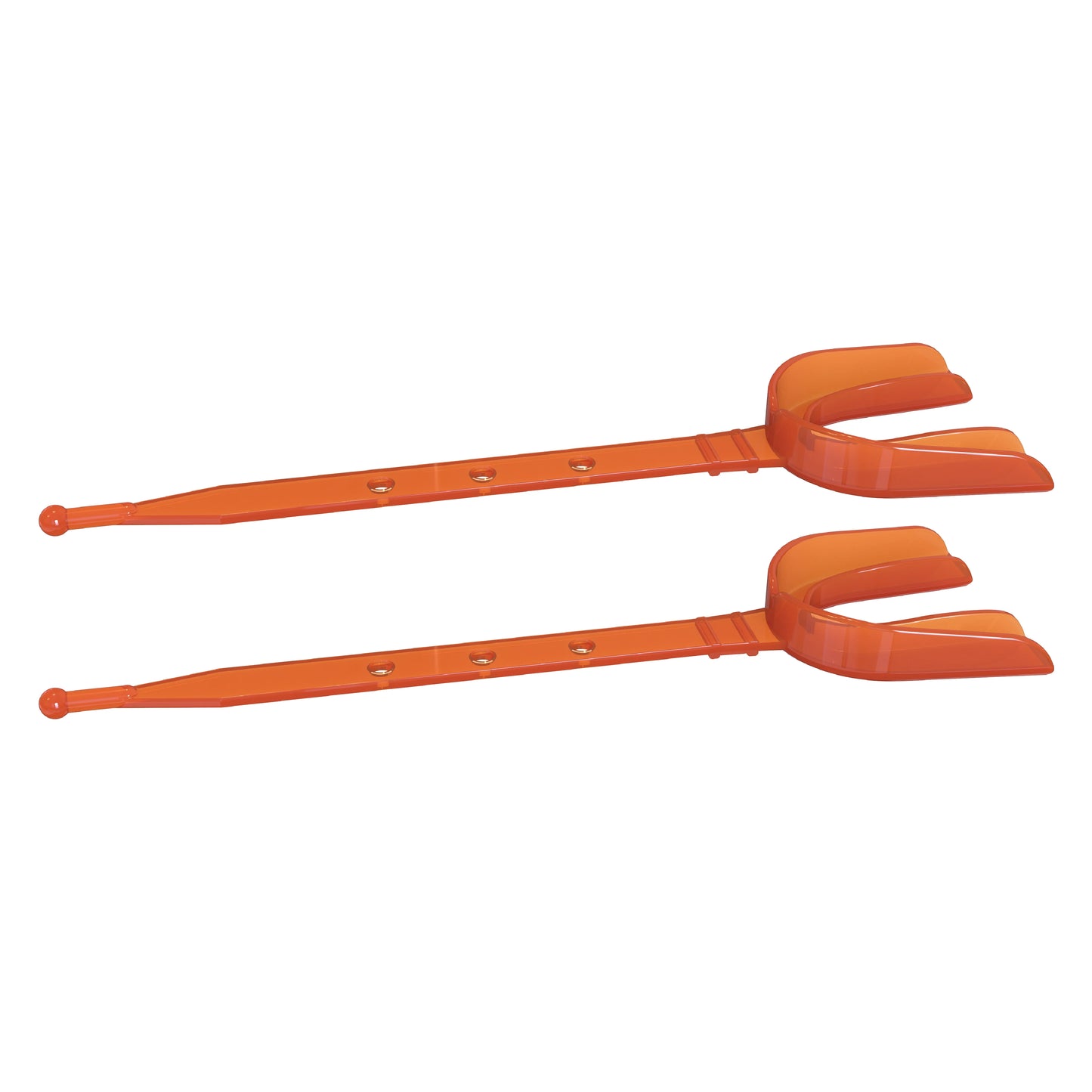 Two orange strapped mouth guards