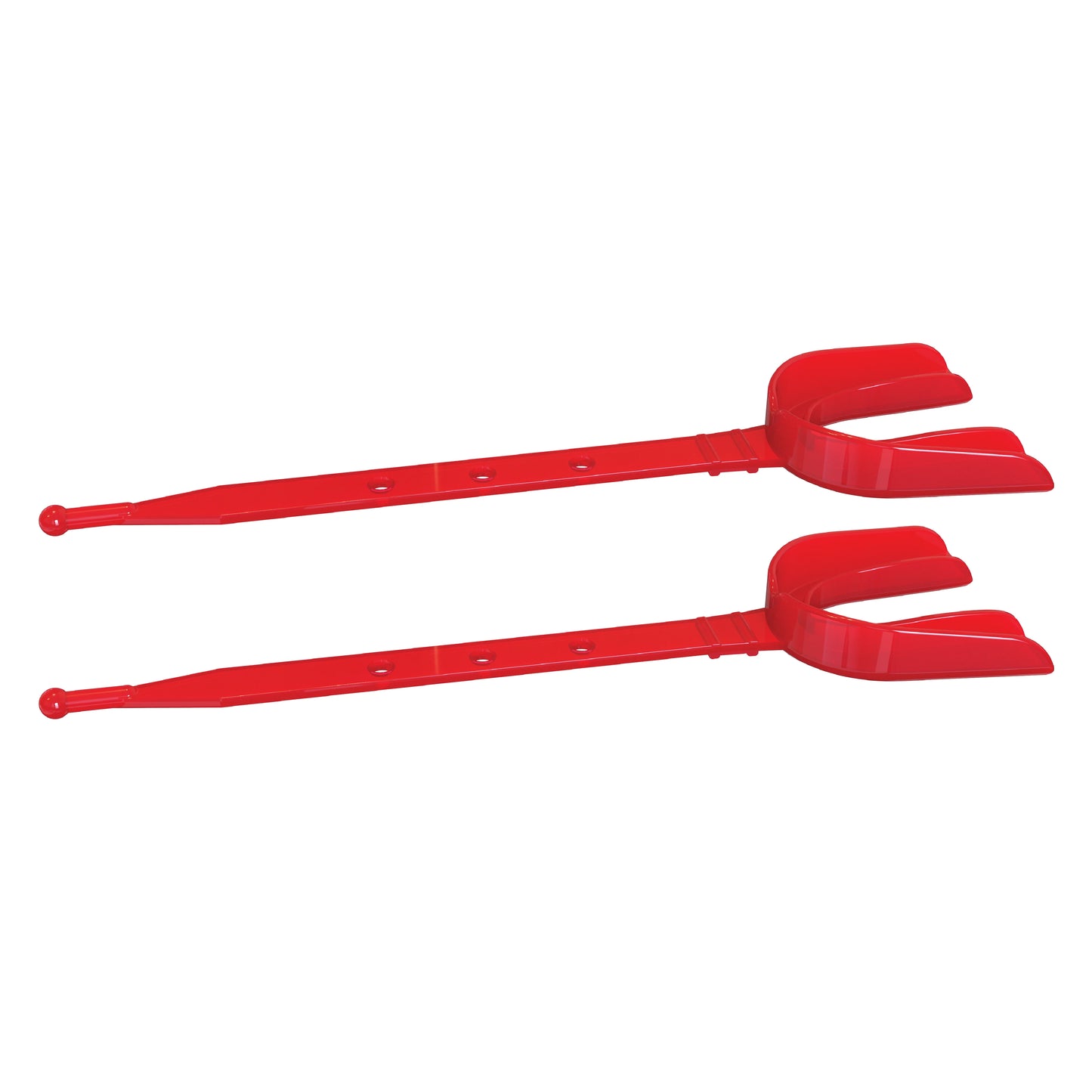Two red strapped mouth guards