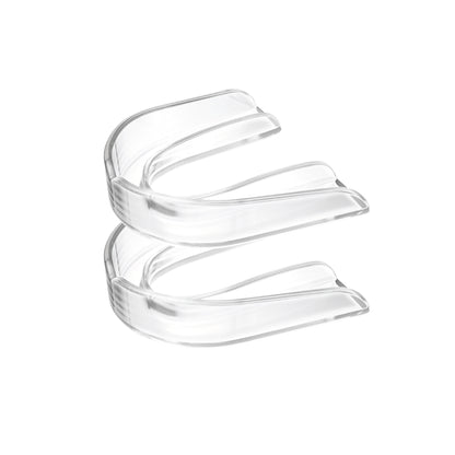 Two clear strapless mouth guards 