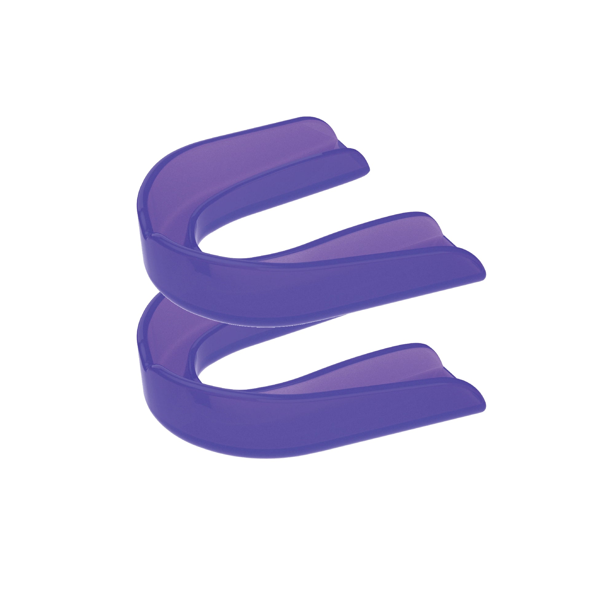Two purple strapless mouth guards 