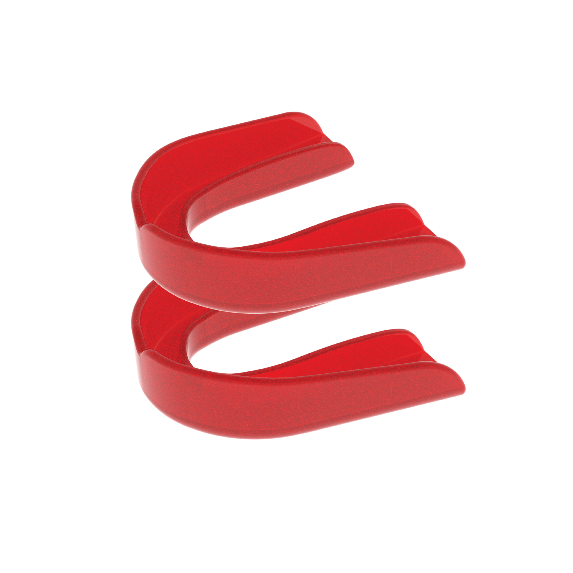 Two red strapless mouth guards 