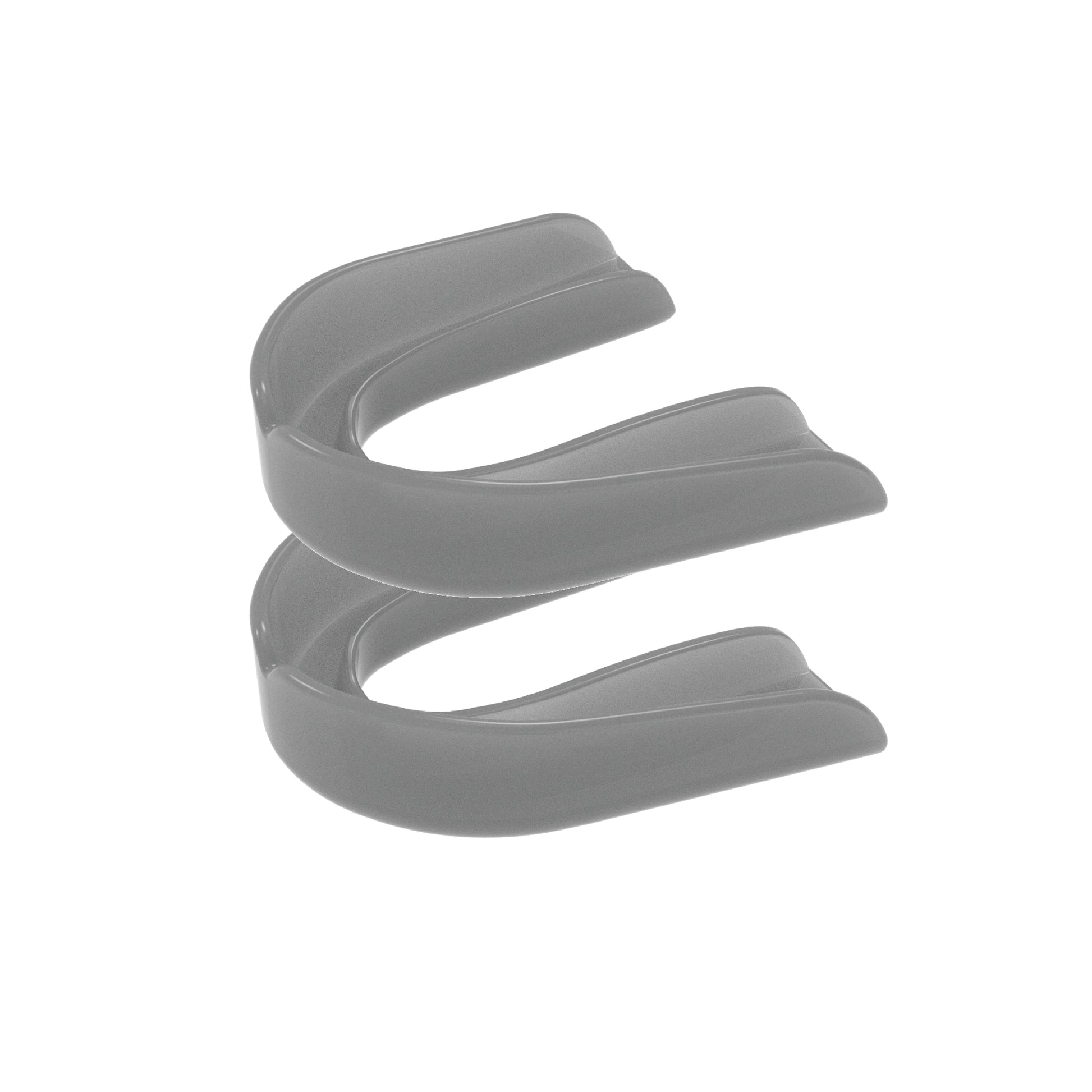 Two silver strapless mouth guards 