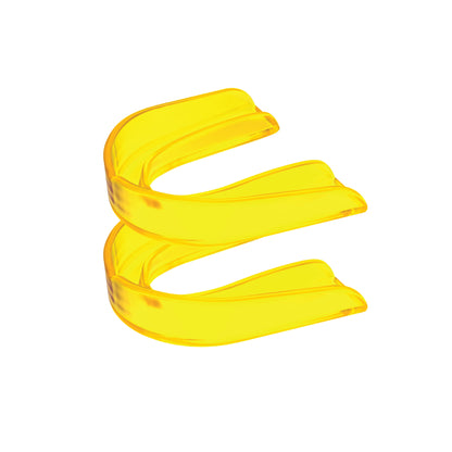 Two yellow strapless mouth guards 